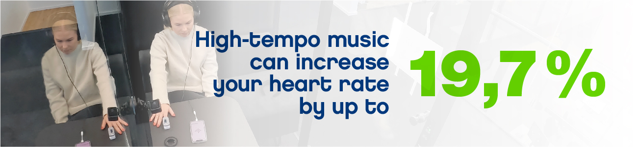 high tempo musics can increase your heart rate by up to 19,7%